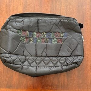 United Colors of Benetton Quilted Y2K 90’ Inspired Black Toiletry Bag
